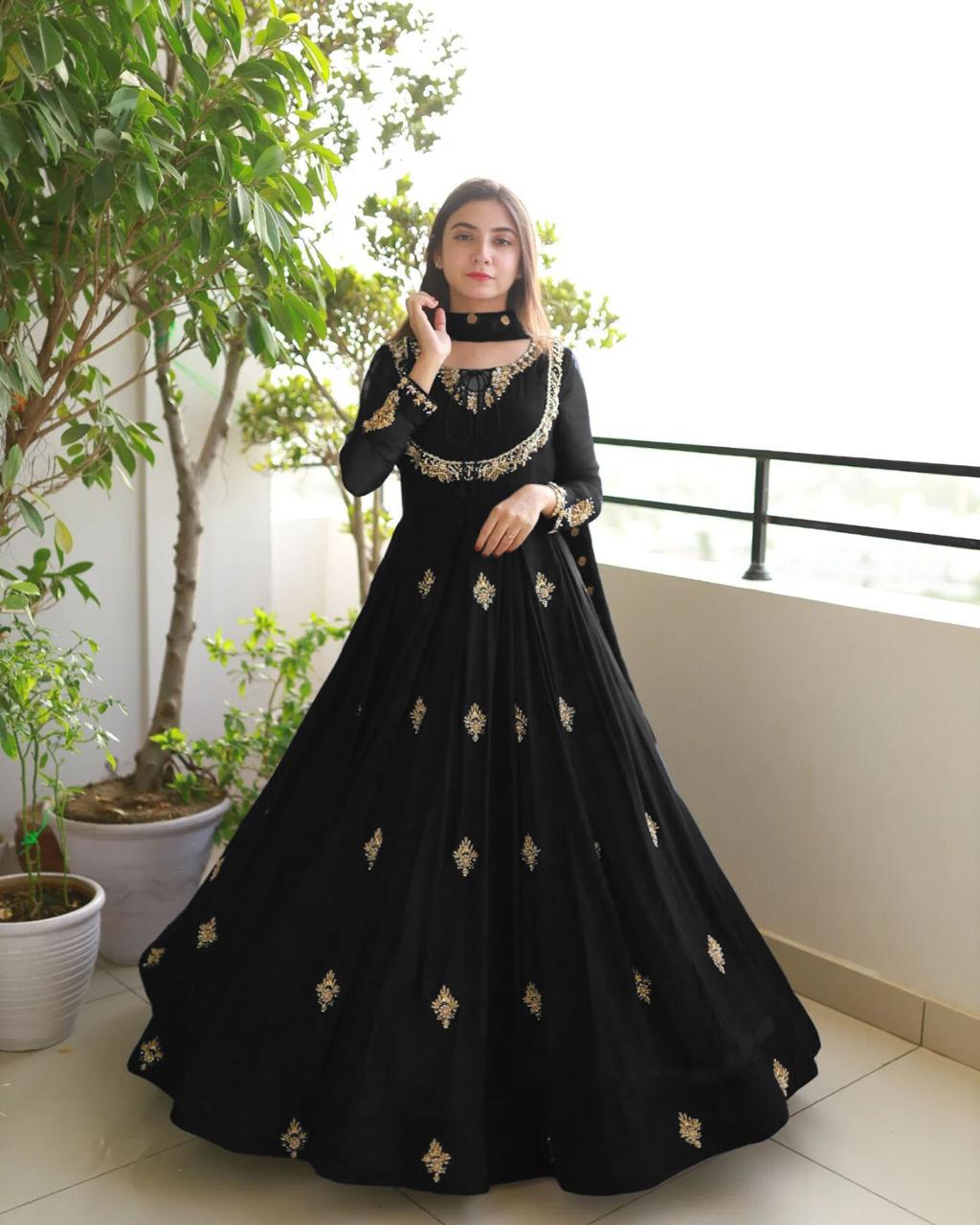 Embroidered chiffon Three peice maxi for women