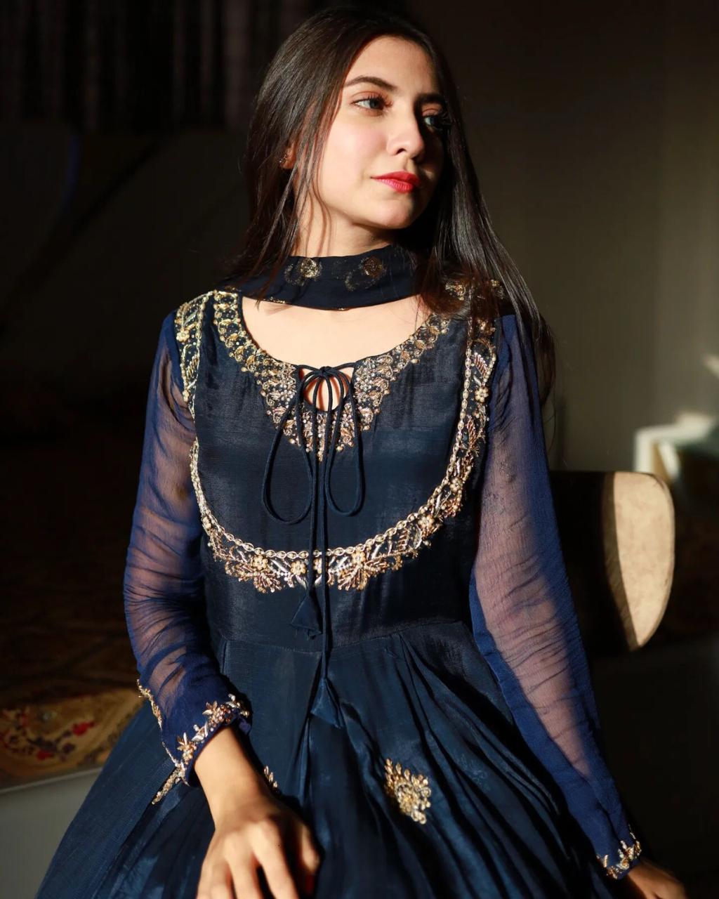 Embroidered chiffon Three peice maxi for women